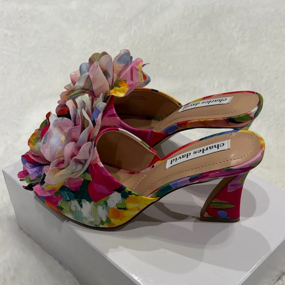 Charles David Colorful Floral Heels,size 7M - Picture 14 of 17